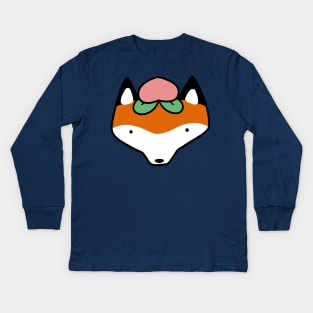 Peach Fox Face Kids Long Sleeve T-Shirt